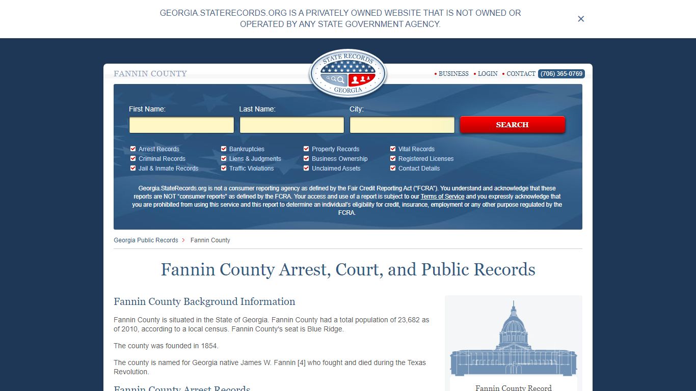 Fannin County Arrest, Court, and Public Records